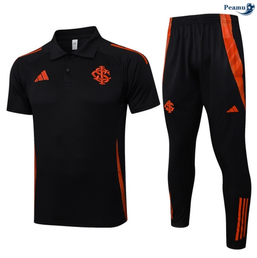 Maillot foot Kit Entrainement SC Internacional Polo + Pantalon Noir/Orange 2025-2026 peamu 0077