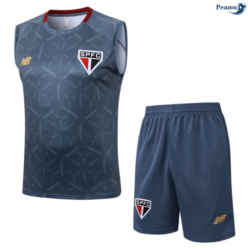 Maillot foot Kit Entrainement Sao Paulo Debardeur + Shorts Gris 2025-2026 peamu 0069
