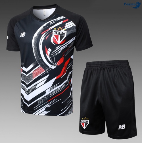 Maillot foot Kit Entrainement Sao Paulo + Shorts Noir 2025-2026 peamu 0071