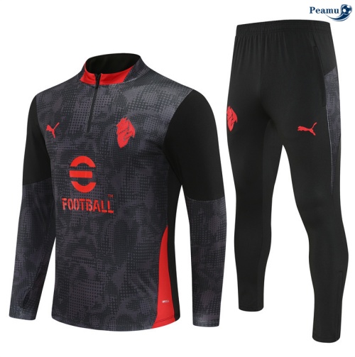 Maillot Survetement AC Milan Noir/Rouge 2025-2026 peamu 0729