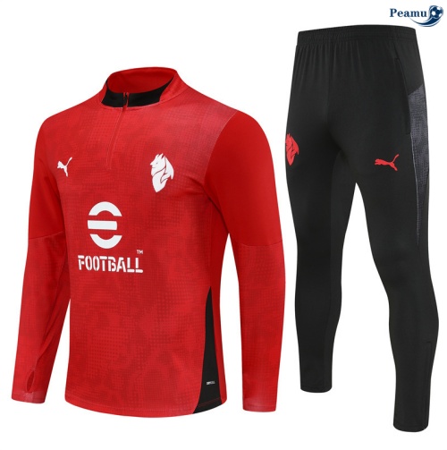 Maillot Survetement AC Milan Rouge/Noir 2025-2026 peamu 0730