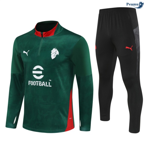 Maillot Survetement AC Milan Vert/Noir/Rouge 2025-2026 peamu 0732