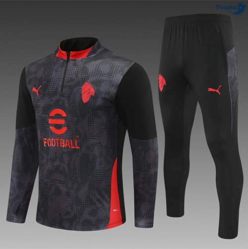 Maillot Survetement AC Milan Enfant Noir/Rouge 2025-2026 peamu 0947
