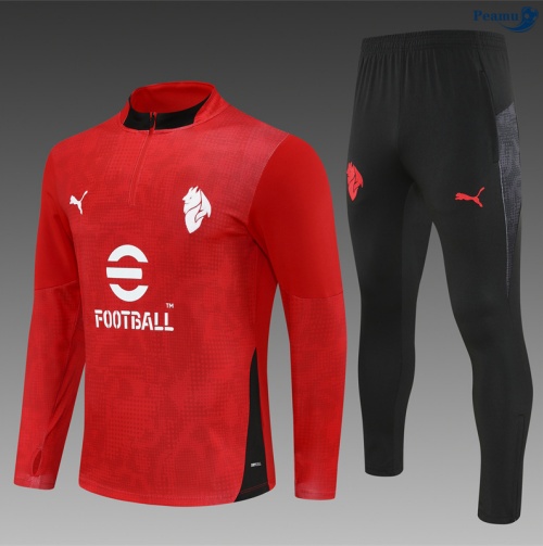Maillot Survetement AC Milan Enfant Rouge/Noir 2025-2026 peamu 0948
