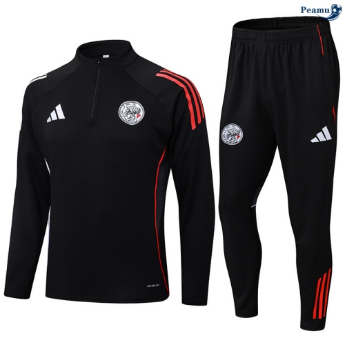 Maillot Survetement Ajax Noir/Rouge/Blanc 2025-2026 peamu 0445