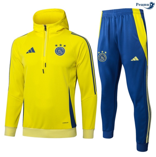 Maillot Sweatshirt à capuche Ajax Jaune/Bleu 2025-2026 peamu 0448