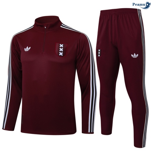 Maillot Survetement Ajax Rouge/Blanc 2025-2026 peamu 0453