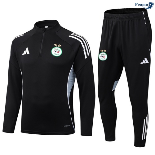 Maillot Survetement Algérie Noir/Blanc/Gris 2025-2026 peamu 0683
