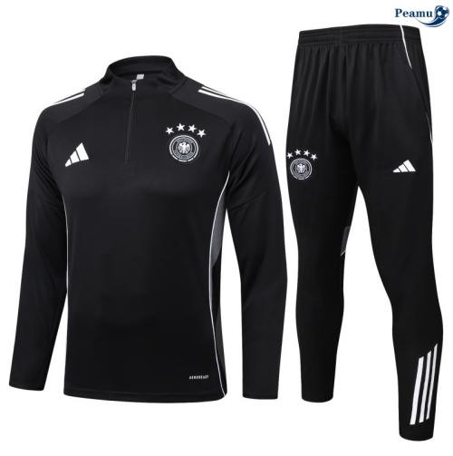 Maillot Survetement Allemagne Noir/Blanc 2025-2026 peamu 0689
