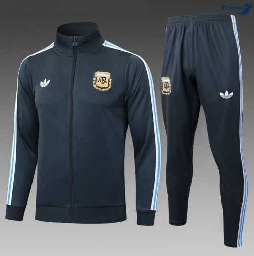 Maillot Veste Survetement Argentine Enfant Gris foncé/Bleu 2025-2026 peamu 0930