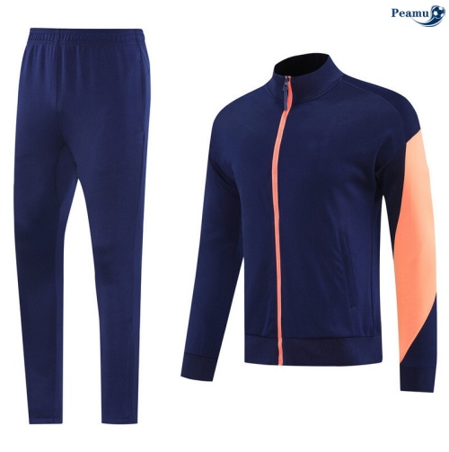 Maillot Veste Survetement Barcelone Bleu Marine/Orange 2025-2026 peamu 0535