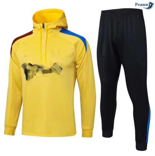 Maillot Sweatshirt à capuche Barcelone Doré/Jaune/Noir 2025-2026 peamu 0550