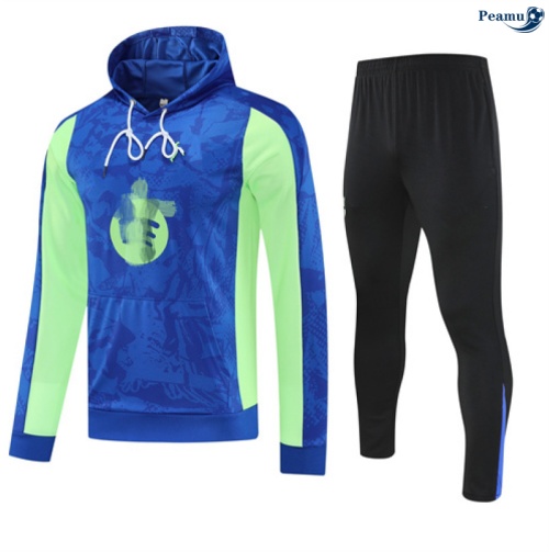 Maillot Sweatshirt à capuche Barcelone Bleu/Noir/Vert 2025-2026 peamu 0551