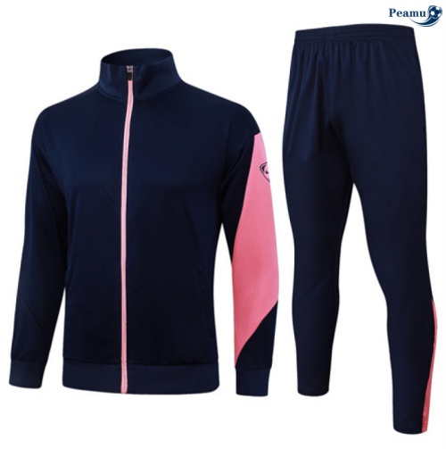 Maillot Veste Survetement Barcelone Bleu Marine/Rose 2025-2026 peamu 0558