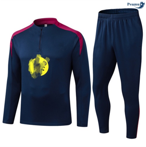 Maillot Survetement Barcelone Enfant Bleu Marine/Rouge 2025-2026 peamu 0807