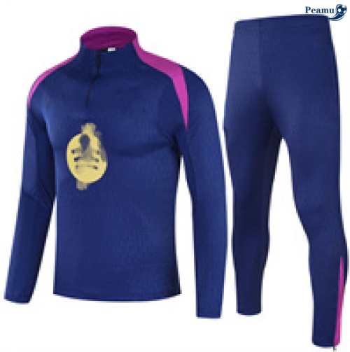 Maillot Survetement Barcelone Enfant Bleu Marine/Violet 2025-2026 peamu 0809