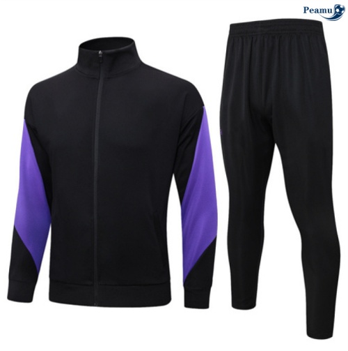Maillot Veste Survetement Barcelone Enfant Noir/Violet 2025-2026 peamu 0811