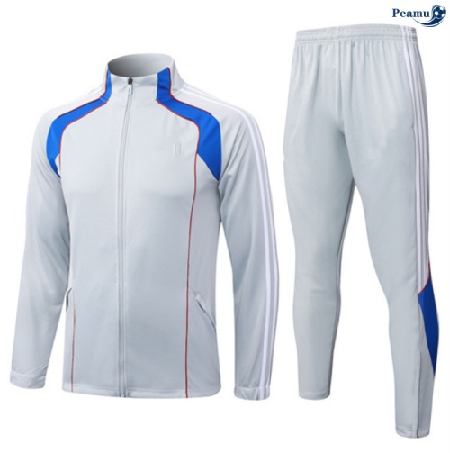 Maillot Veste Survetement Bayern Munich Enfant Gris/Bleu 2025-2026 peamu 0794
