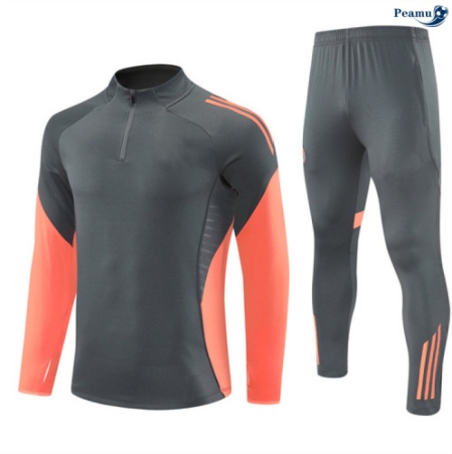 Maillot Survetement Bayern Munich Enfant Gris foncé/Orange 2025-2026 peamu 0796