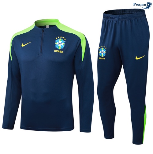 Maillot Survetement Brésil Bleu Marine/Vert 2025-2026 peamu 0698