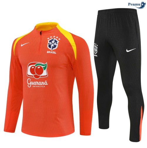 Maillot Survetement Brésil Orange/Noir/Jaune 2025-2026 peamu 0699