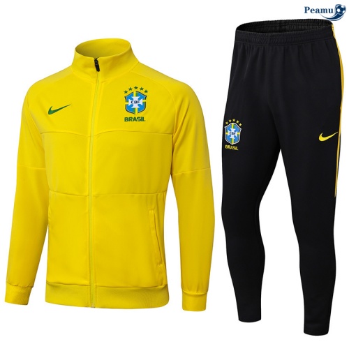 Maillot Veste Survetement Brésil Jaune/Noir 2025-2026 peamu 0701