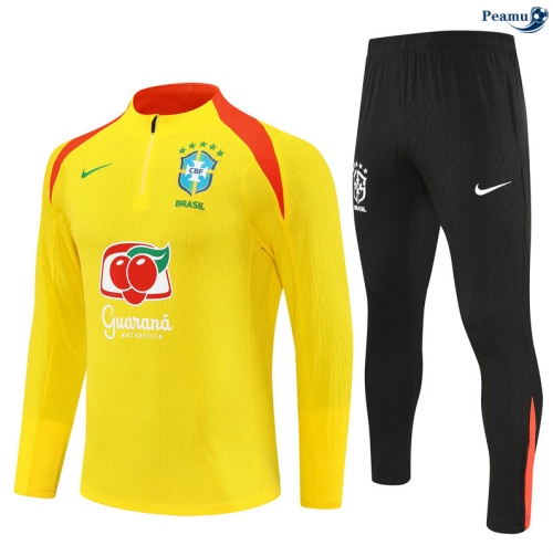Maillot Survetement Brésil Jaune/Noir/Orange 2025-2026 peamu 0702