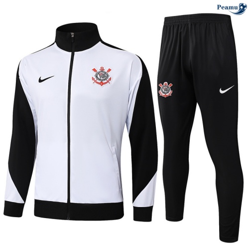 Maillot Veste Survetement Corinthiens Blanc/Noir 2025-2026 peamu 0460