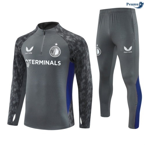 Maillot Survetement Feyenoord Enfant Gris foncé 2025-2026 peamu 0763