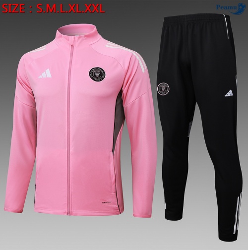 Maillot Veste Survetement Inter Miami Enfant Rose/Noir 2025-2026 peamu 0769
