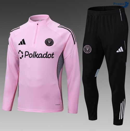 Maillot Survetement Inter Miami Enfant Rose/Noir 2025-2026 peamu 0771