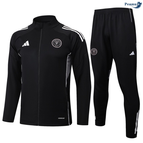 Maillot Veste Survetement Inter Miami Enfant Noir/Blanc 2025-2026 peamu 0774