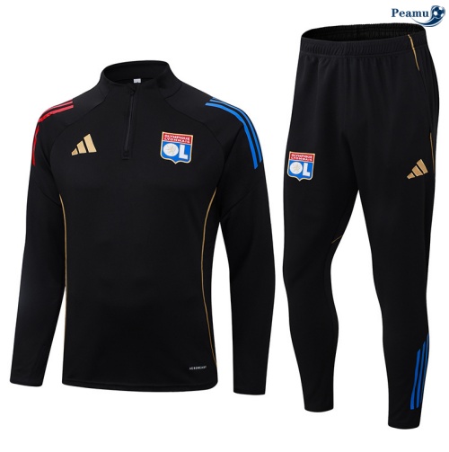 Maillot Survetement Lyon Noir/Bleu/Rouge 2025-2026 peamu 0653