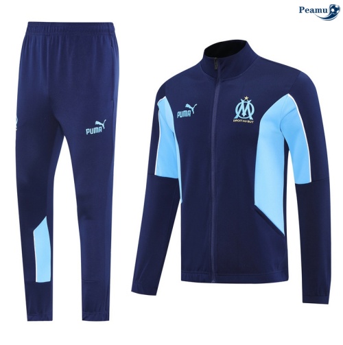 Maillot Veste Survetement Marseille Bleu Marine/Bleu Clair 2025-2026 peamu 0654