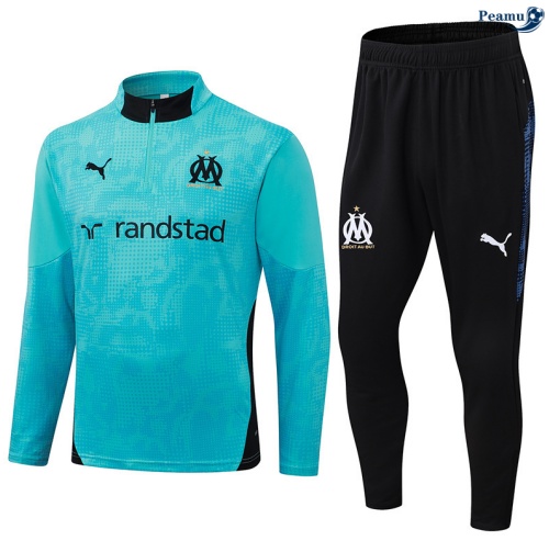 Maillot Survetement Marseille Bleu Clair/Noir 2025-2026 peamu 0657