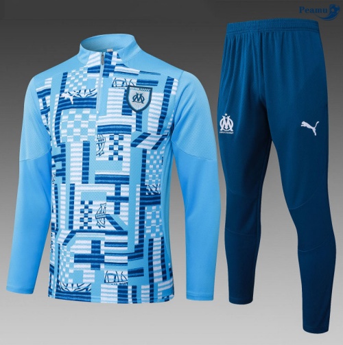 Maillot Survetement Marseille Enfant Bleu Clair 2025-2026 peamu 0895
