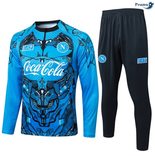 Maillot Survetement Naples Enfant Bleu/Noir 2025-2026 peamu 0964