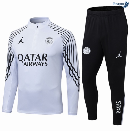 Maillot Survetement PSG Blanc/Noir 2025-2026 peamu 0658