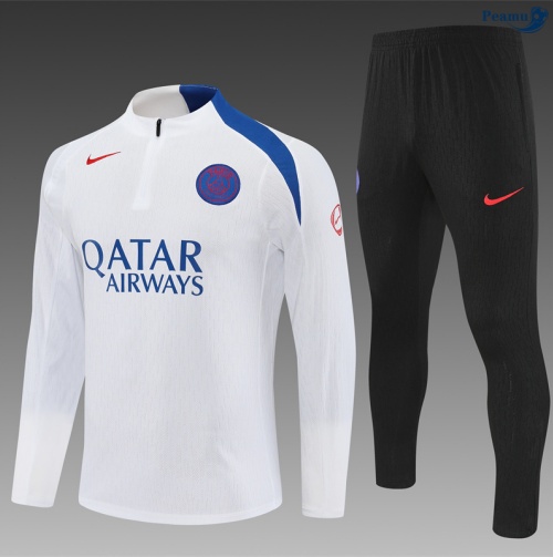 Maillot Survetement PSG Blanc/Noir/Bleu 2025-2026 peamu 0659