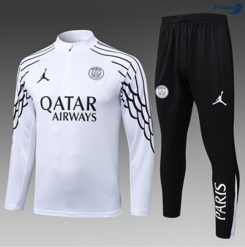 Maillot Survetement PSG Enfant Blanc/Noir 2025-2026 peamu 0897