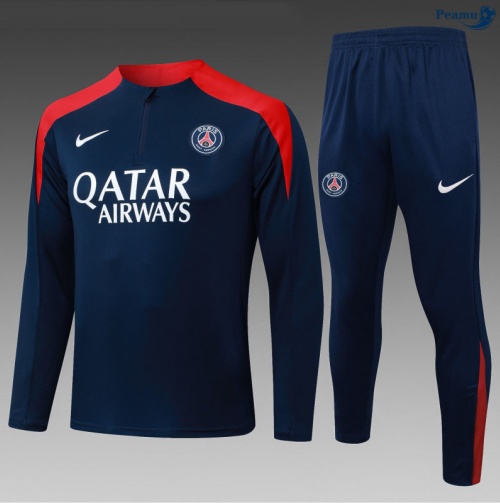 Maillot Survetement PSG Enfant Bleu Marine/Rouge 2025-2026 peamu 0899