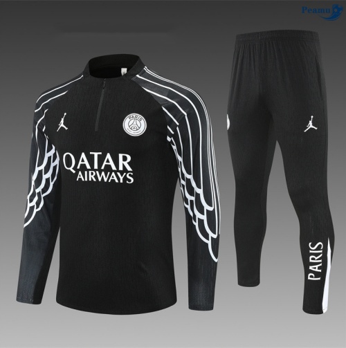 Maillot Survetement PSG Enfant Noir/Blanc/ 2025-2026 peamu 0907