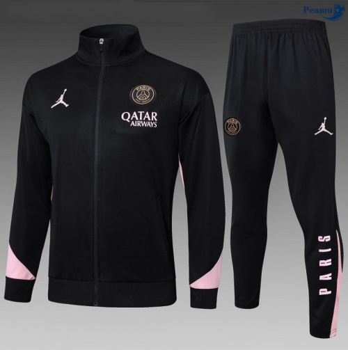 Maillot Veste Survetement PSG Enfant Noir/Rose 2025-2026 peamu 0908