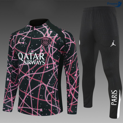 Maillot Survetement PSG Enfant Noir/Rose 2025-2026 peamu 0911