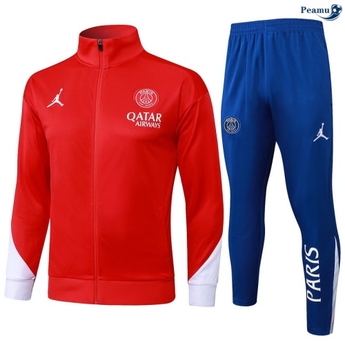 Maillot Veste Survetement PSG Enfant Rouge/Blanc/Bleu 2025-2026 peamu 0914