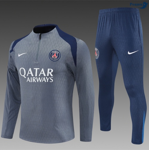 Maillot Survetement PSG Enfant Player Gris/Bleu Marine 2025-2026 peamu 0915