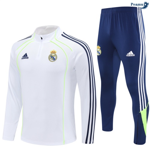 Maillot Survetement Real Madrid Blanc/Bleu/Vert 2025-2026 peamu 0571