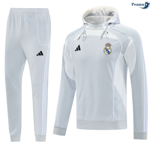 Maillot Sweatshirt à capuche Real Madrid Blanc 2025-2026 peamu 0573