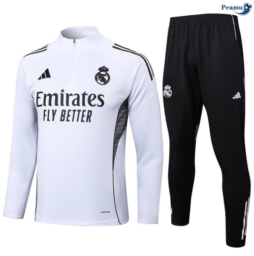 Maillot Survetement Real Madrid Blanc/Noir 2025-2026 peamu 0579