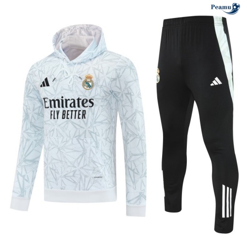 Maillot Sweatshirt à capuche Real Madrid Blanc/Noir 2025-2026 peamu 0585